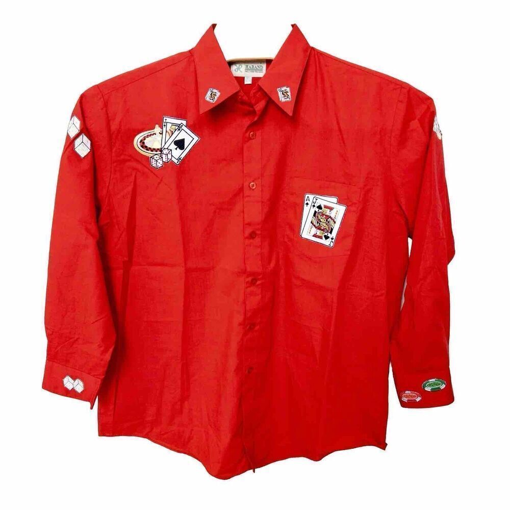 Vintage Haband Casino Poker Shirt Size 16.5 32/33‎